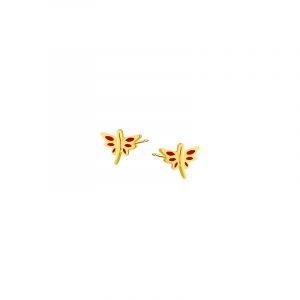 Kolczyki złote w kształcie ważki na sztyfcie