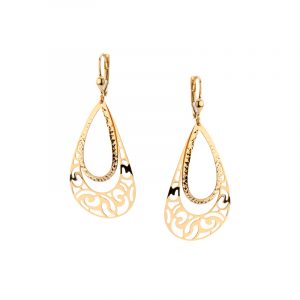 Kolczyki złote wiszące ażurowe łezki