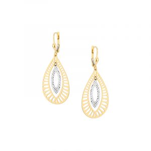 Kolczyki złote wiszące ażurowe łezki Lever back