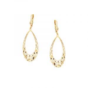 Kolczyki złote wiszące ażurowe łezki Lever back