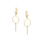 Kolczyki złote wiszące koła z zawieszką lever back
