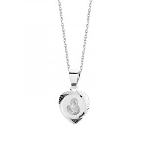 Medalik srebrny Matka Boska z Dzieciątkiem serce