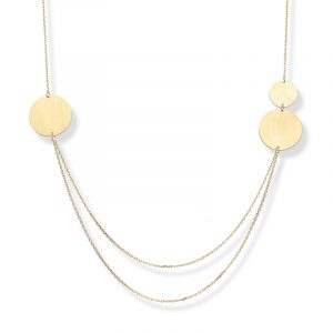 Naszyjnik pozłacany kaskadowy szczotkowane blaszki