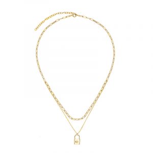 Naszyjnik pozłacany podwójny z kłódką
