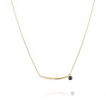 Naszyjnik pozłacany z czarną cyrkonią