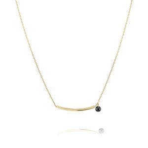 Naszyjnik pozłacany z czarną cyrkonią