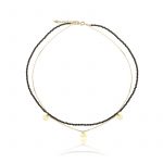 Naszyjnik pozłacany z zawieszkami i czarny spinel