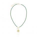 Naszyjnik pozłacany z zielonymi spinelami