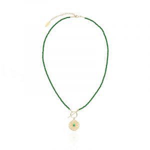 Naszyjnik pozłacany z zielonymi spinelami