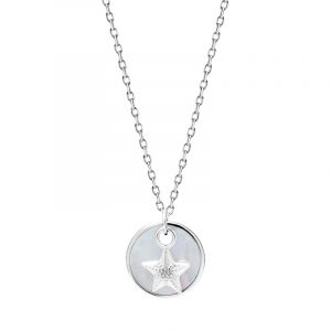 Naszyjnik srebrny gwiazda w kole z masą perłową