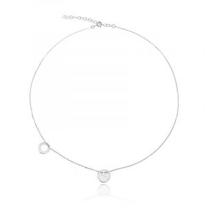 Naszyjnik srebrny z ażurowym i gładkim kółkiem