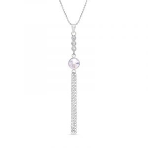 Naszyjnik srebrny z białymi kryształami