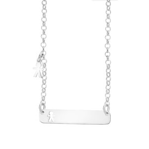 Naszyjnik srebrny z blaszką i chłopcem