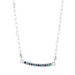 Naszyjnik srebrny z kolorowymi cyrkoniami