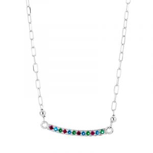 Naszyjnik srebrny z kolorowymi cyrkoniami
