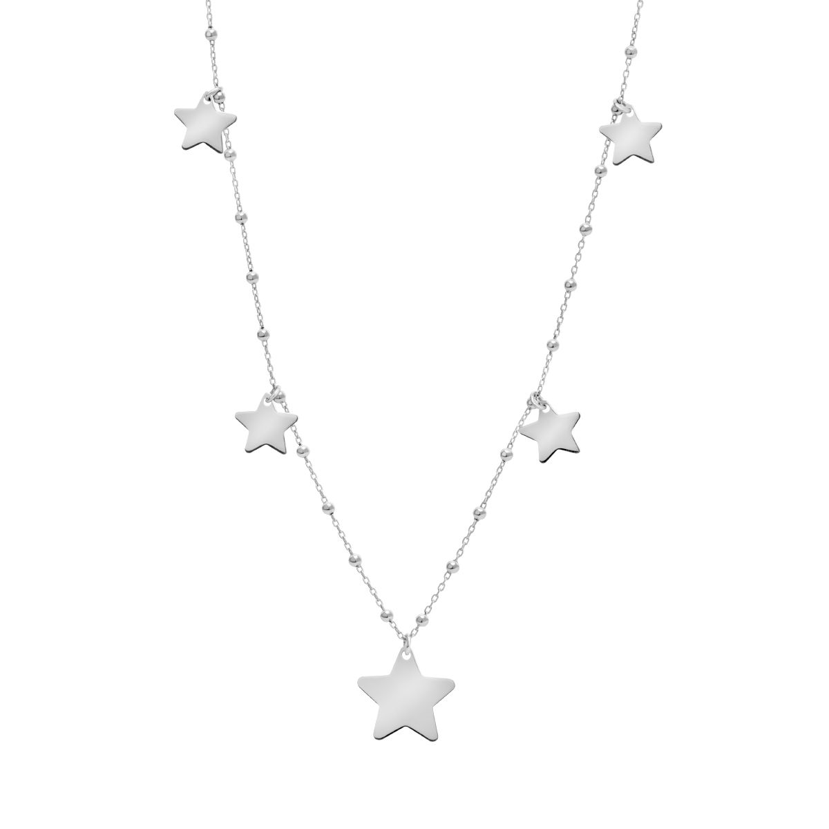 Naszyjnik srebrny z kulkami i gwiazdami Naszyjnik srebrny z kulkami i gwiazdami