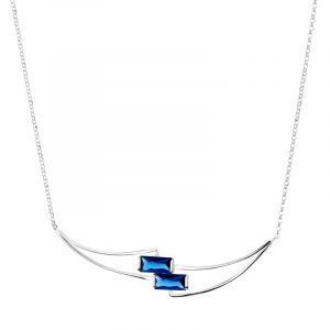 Naszyjnik srebrny z niebieskimi cyrkoniami
