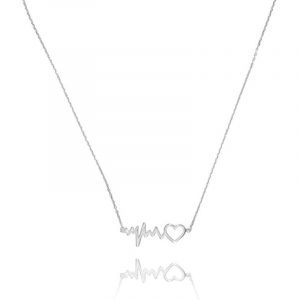 Naszyjnik srebrny z sercem i linią życia