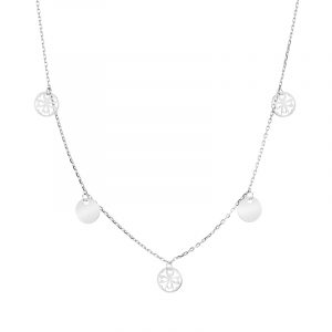 Naszyjnik srebrny z zawieszkami koniczyna blaszka