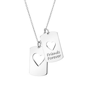 Naszyjnik srebrny – blaszki z motywem serca