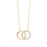 Naszyjnik złoty kółka z białymi cyrkoniami