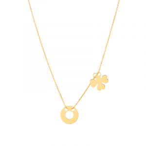 Naszyjnik złoty koniczyna i kółko