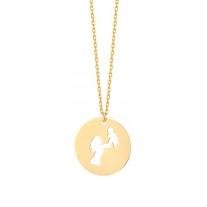 Naszyjnik złoty okrągła blaszka – mama z dzieckiem