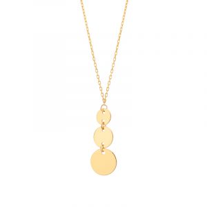 Naszyjnik złoty połączone gładkie płaskie koła