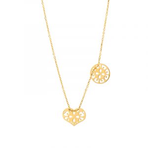 Naszyjnik złoty z ażurowym sercem i kółkiem
