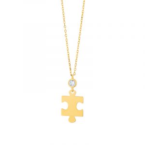 Naszyjnik złoty z cyrkonią – puzzle
