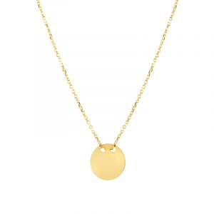 Naszyjnik złoty z okrągłą gładką blaszką