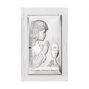 Pamiatka I Komunii Św. dziewczynka 11,5×17,5 cm