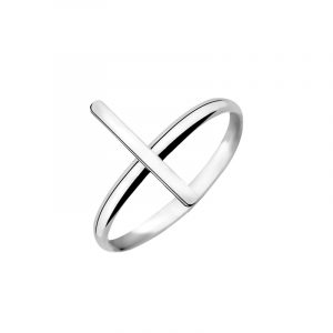 Pierścionek srebrny gładki z motywem geometrycznym