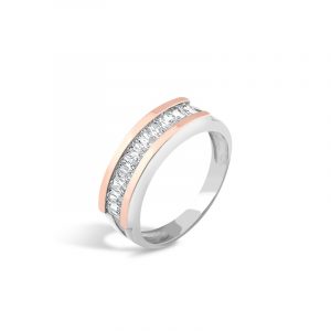 Pierścionek srebrny pokryty złotem pr.375