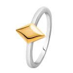 Pierścionek srebrny z pozłacanym rombem