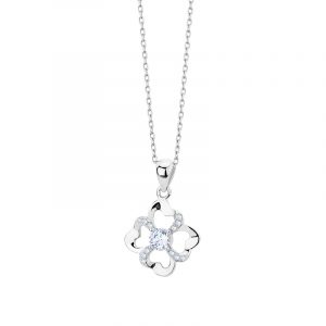 Zawieszka srebrna koniczyna z cyrkoniami