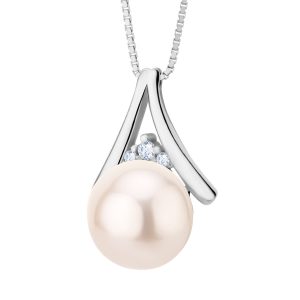 Zawieszka srebrna z perłą i cyrkoniami