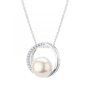 Zawieszka srebrna z perłą i cyrkoniami