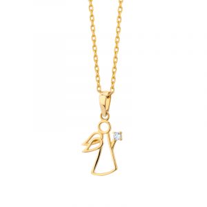 Zawieszka złota anioł z cyrkonią