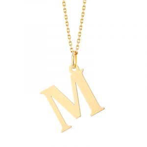 Zawieszka złota litera M – 2 cm
