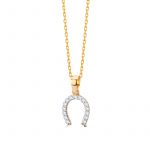 Zawieszka złota podkowa z cyrkoniami