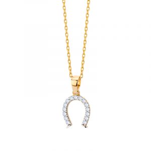 Zawieszka złota podkowa z cyrkoniami