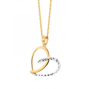 Zawieszka złota serce z białym złotem