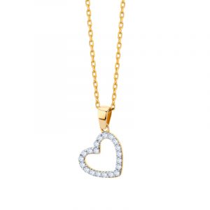 Zawieszka złota serce z cyrkoniami