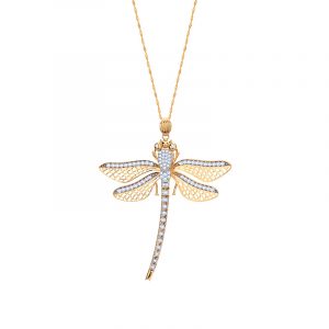Zawieszka złota ważka z cyrkoniami