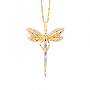 Zawieszka złota ważka z cyrkoniami
