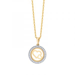 Zawieszka złota z cyrkoniami serca