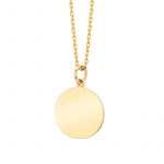 Zawieszka złota z gładką okrągłą blaszką