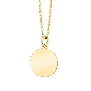 Zawieszka złota z gładką okrągłą blaszką