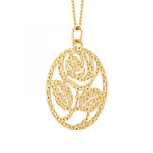 Zawieszka złota z motywem roślinnym – Róża